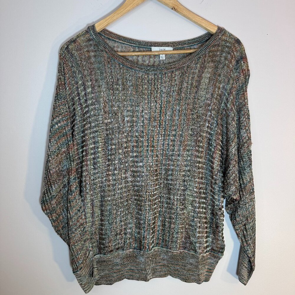 Vintage Joie Sheer Oversized Mesh Dolman Sleeve Linen Blend Sweater Size S